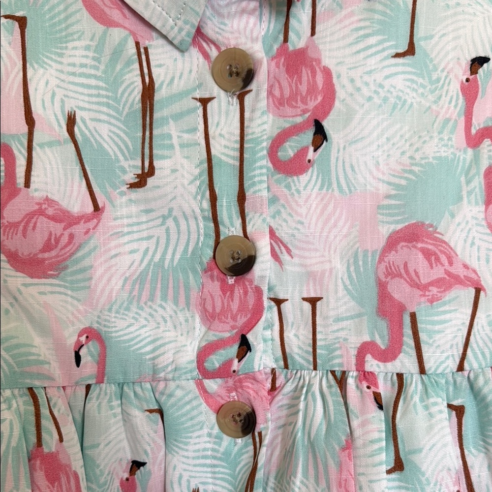 Ruffle Butts Pink and Green Sleeveless Sundress - Picture 2 of 5